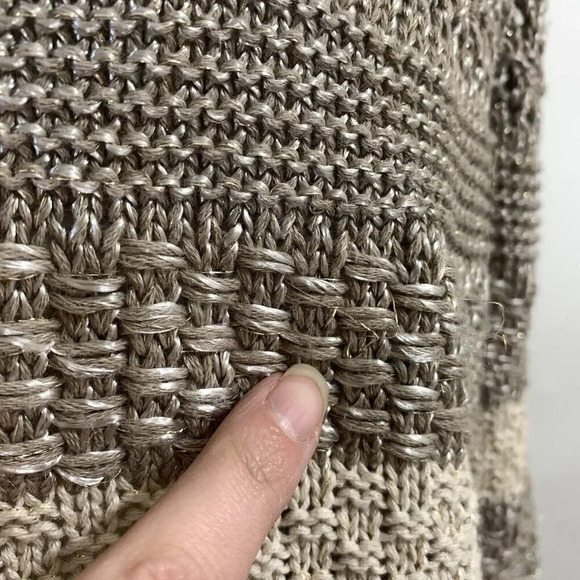 Chicos Metallic Silver And Tan Striped Chunky Sweater Shrug Size 0 Cotton Blend - Picture 7 of 8